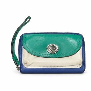 ✨ Coach Park Color-Block Leather Zip Wallet Wristlet ✨